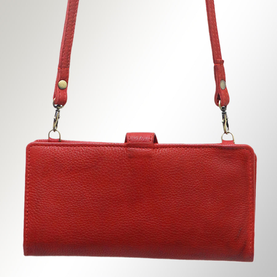 American Darling Wristlet Bag, Hand-Painted Genuine Leather, Western Vegetable Tanned Full Grain Leather Wallet Bag