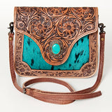 ADBG826E American Darling Hand Tooled Hair On Genuine Leather Women Bag Western Handbag Purse