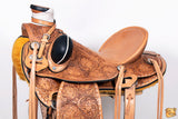 HILASON Western Horse Wade Backstitch Saddle American Leather Trail Barrel Racing | Hand Tooled | Horse Saddle | Western Saddle | Wade & Roping Saddle | Horse Leather Saddle | Saddle For Horses