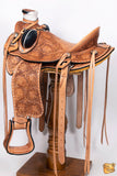 HILASON Western Horse Wade Backstitch Saddle American Leather Trail Barrel Racing | Hand Tooled & Roping For Horses