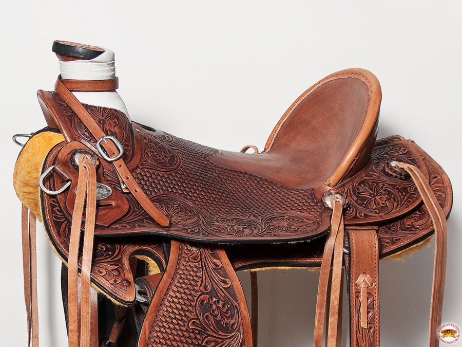 HILASON Western Horse Wade Saddle American Leather Trail Barrel Racing Antique Brown | Hand Tooled