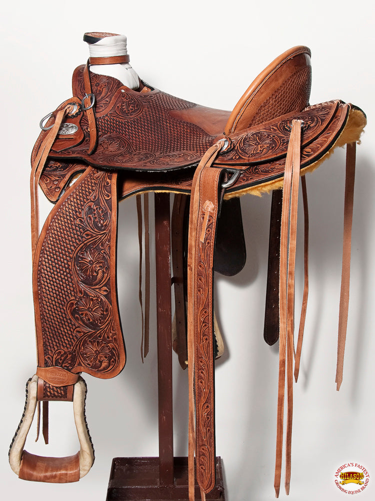 HILASON Western Horse Wade Saddle American Leather Trail Barrel Racing Antique Brown | Hand Tooled