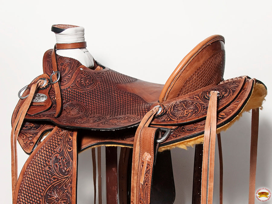 HILASON Western Horse Wade Saddle American Leather Trail Barrel Racing Antique Brown | Hand Tooled