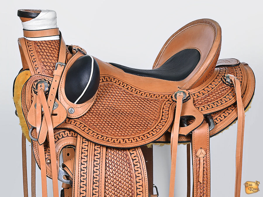 HILASON Western Horse Saddle American Leather Wade Ranch Roping Light Antique Tan | Hand Tooled & For Horses