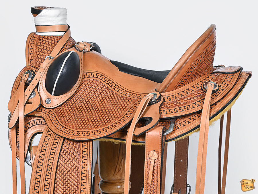 HILASON Western Horse Saddle American Leather Wade Ranch Roping Light Antique Tan | Hand Tooled & For Horses