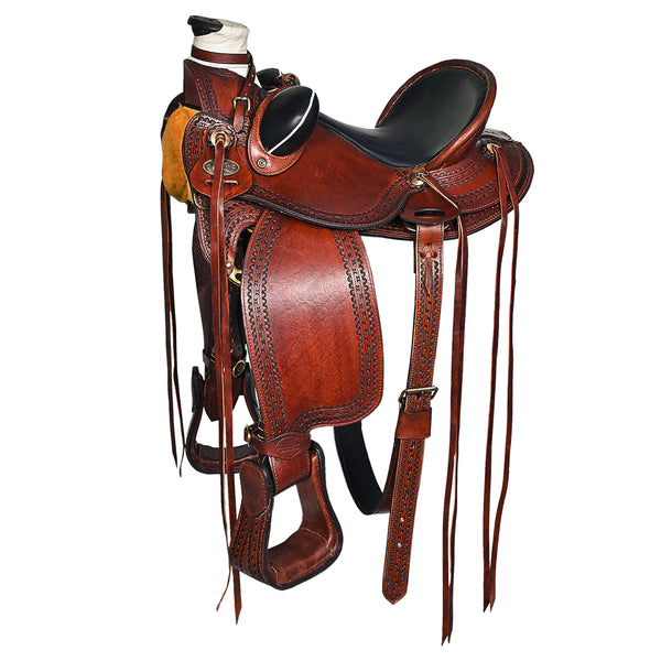 Western Horse Wade Saddle American Leather Ranch Roping Dark Brown Hilason - Uhorse