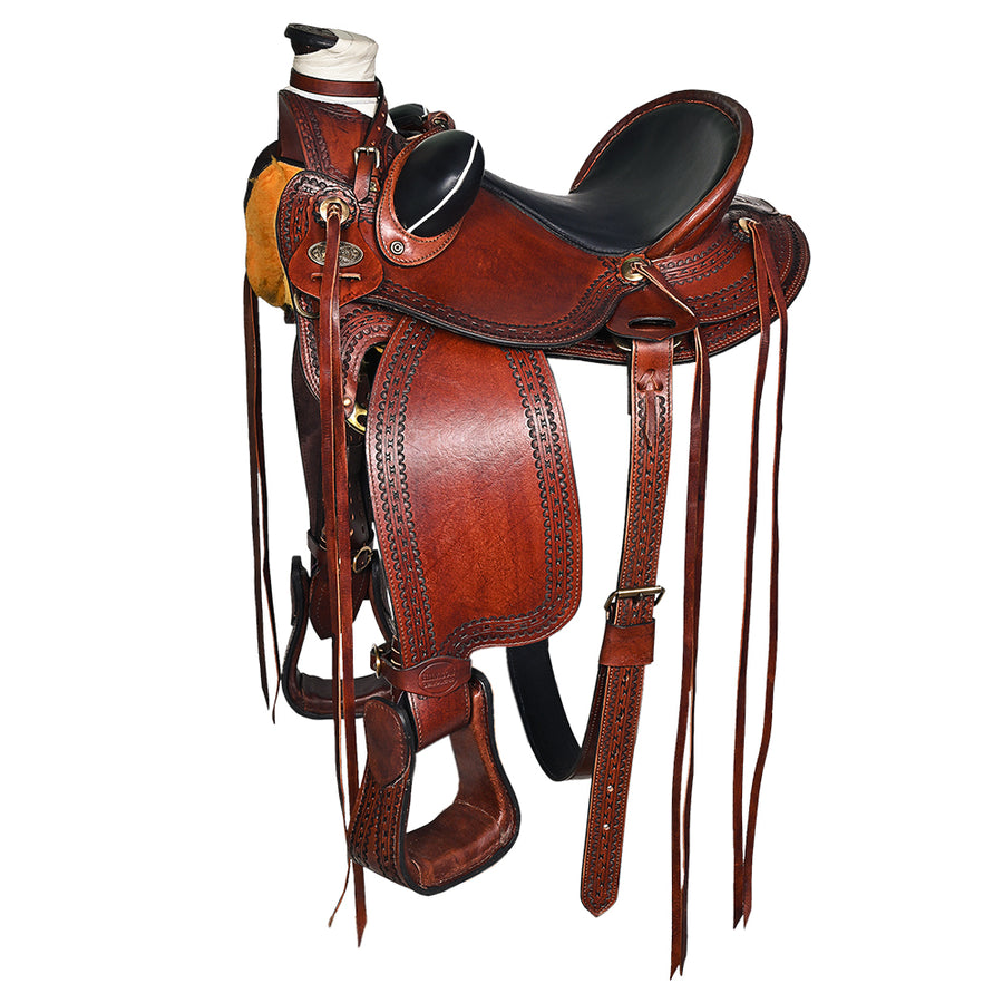 Western Horse Wade Saddle American Leather Ranch Roping Dark Brown Hilason - Uhorse