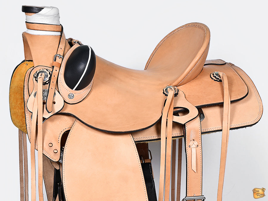 HILASON Western Horse Saddle American Leather Wade Ranch Roping Tan | Hand Tooled & For Horses