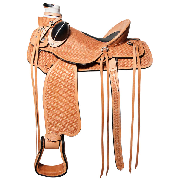 Western Horse Saddle American Leather Wade Ranch Roping Basketweave Tan Hilason - Uhorse