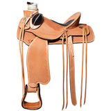 16 In W. H. Saddle American Leather Wade Ranch Roping Basketweave Tan by Hilason – Cowboy and equestrian accessories