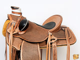 HILASON Western Horse Saddle American Leather Wade Ranch Roping Basketweave Brown | Hand Tooled & For Horses