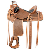 W. H. Saddle American Leather Wade Ranch Roping Basketweave Brown by Hilason – Cowboy and equestrian accessories