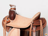 HILASON Western Horse Basketweave Saddle American Leather Wade Ranch Roping Brown | Hand Tooled | Horse Saddle | Western Saddle | Wade & Roping Saddle | Horse Leather Saddle | Saddle For Horses