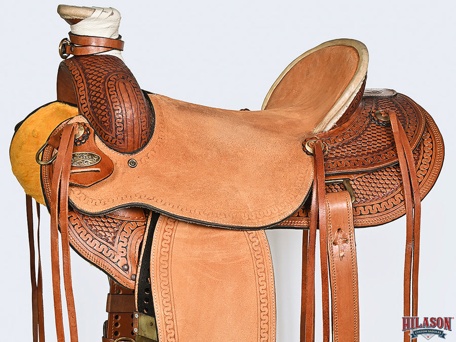 HILASON Western Horse Basketweave Saddle American Leather Wade Ranch Roping Brown | Hand Tooled & For Horses