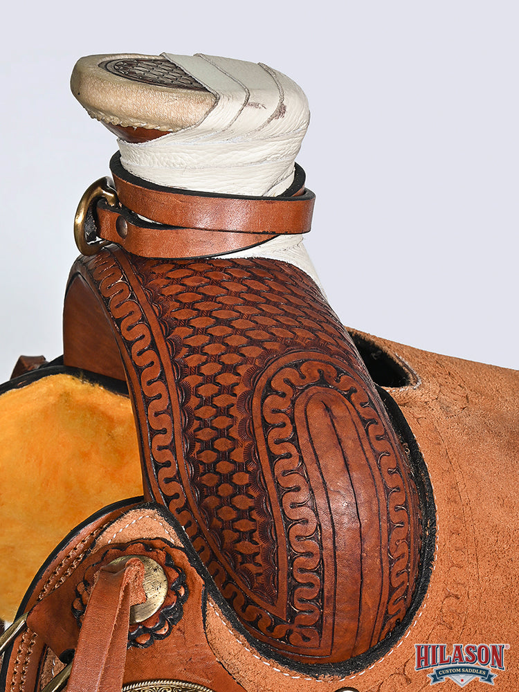 HILASON Western Horse Basketweave Saddle American Leather Wade Ranch Roping Brown | Hand Tooled & For Horses