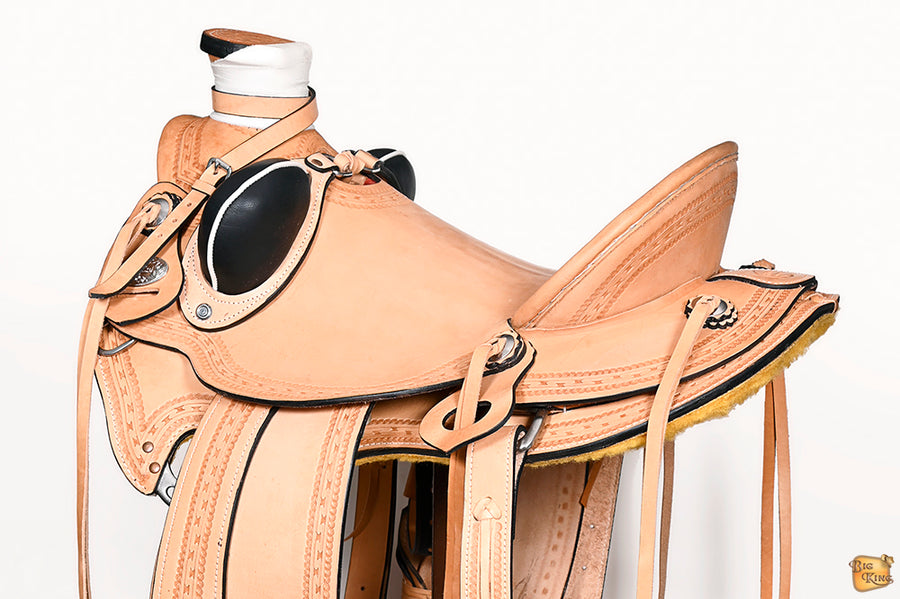 HILASON Western Horse Saddle American Leather Wade Ranch Roping Tan | Hand Tooled & For Horses