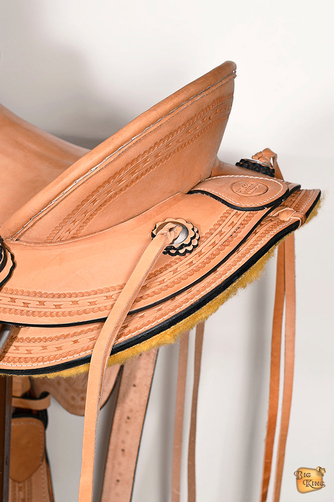 HILASON Western Horse Saddle American Leather Wade Ranch Roping Tan | Hand Tooled & For Horses