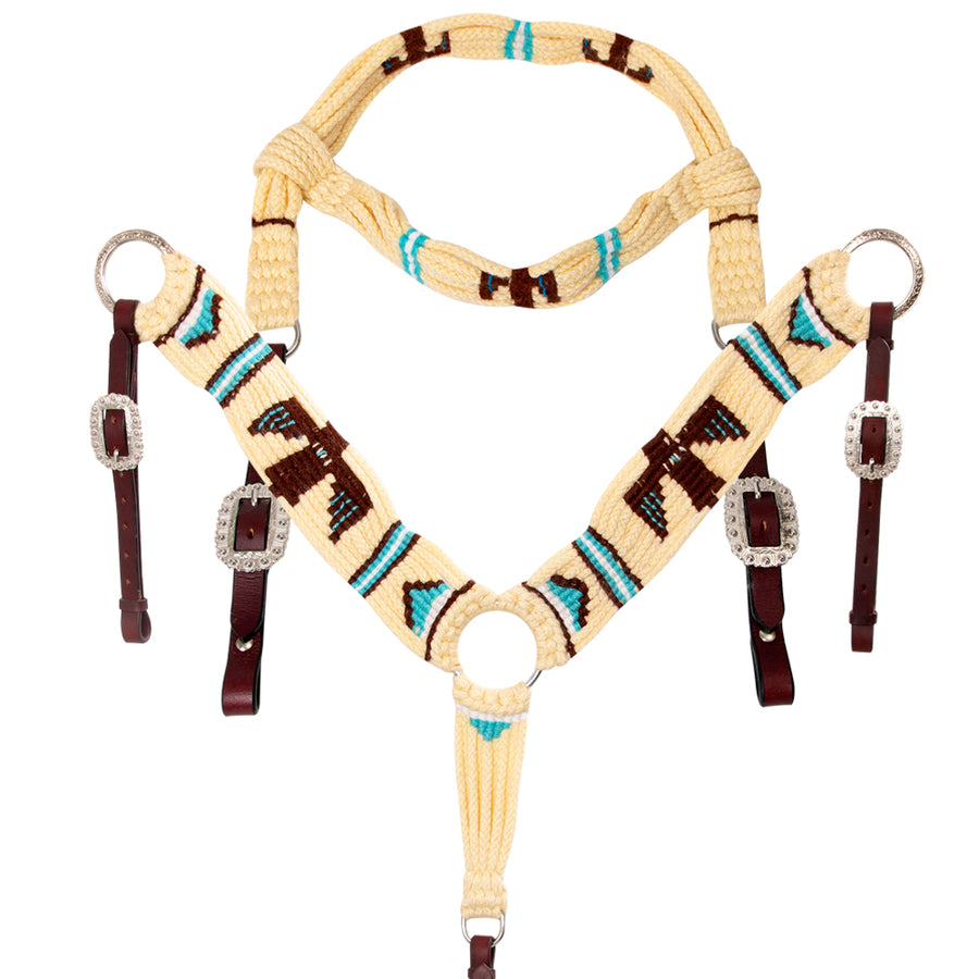 Hilason Horse 100% Wool Headstall Breast Collar Tack Woven Off White - Uhorse