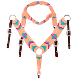 Hilason Horse 100% Wool Headstall Breast Collar Tack Woven Coral - Uhorse