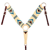 Hilason Horse 100% Wool Breast Collar Hand Woven Off White Western Tack with Leather Straps