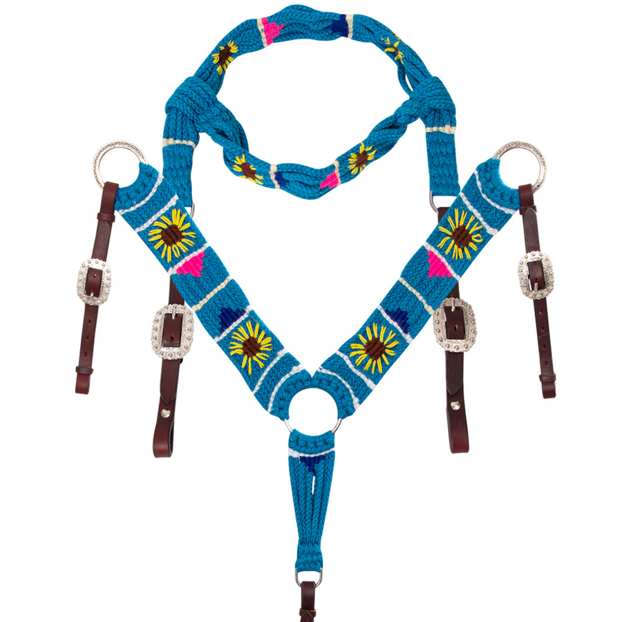 Hilason Horse 100% Wool Headstall Breast Collar Tack Woven Off White