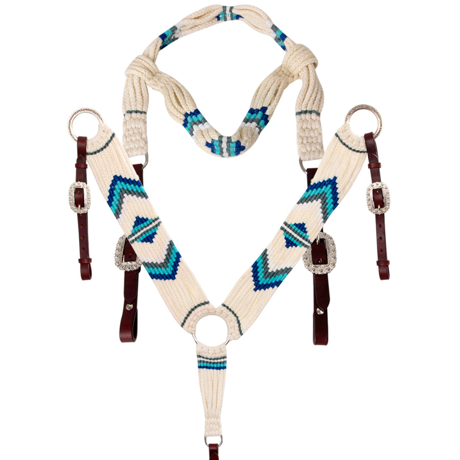 Hilason Horse 100% Wool Headstall Breast Collar Tack Woven Off White - Uhorse