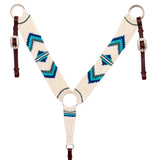 Hilason Horse 100% Wool Breast Collar Hand Woven Off White Western Tack with Leather Straps