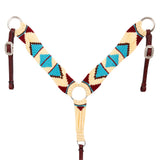 Hilason Horse 100% Wool Breast Collar Hand Woven Off White Western Tack with Leather Straps