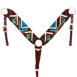 Hilason Horse 100% Wool Breast Collar Hand Woven Off White Western Tack with Leather Straps
