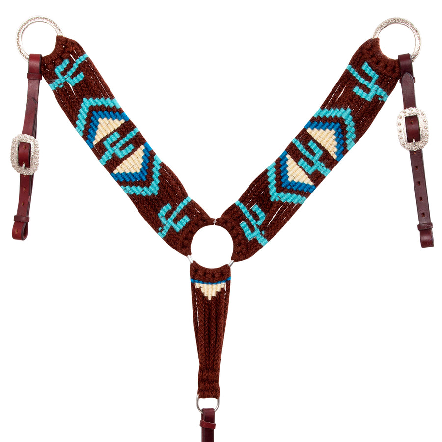 Hilason Horse 100% Wool Breast Collar Hand Woven Off White Western Tack with Leather Straps