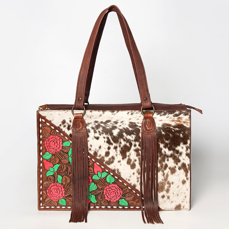 American Darling Tote Hand Tooled Hair on Genuine Leather Western Women Bag Handbag Purse | Travel Bags College Casual