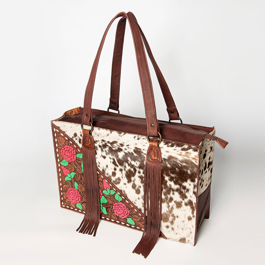 American Darling Tote Hand Tooled Hair on Genuine Leather Western Women Bag Handbag Purse | Travel Bags College Casual