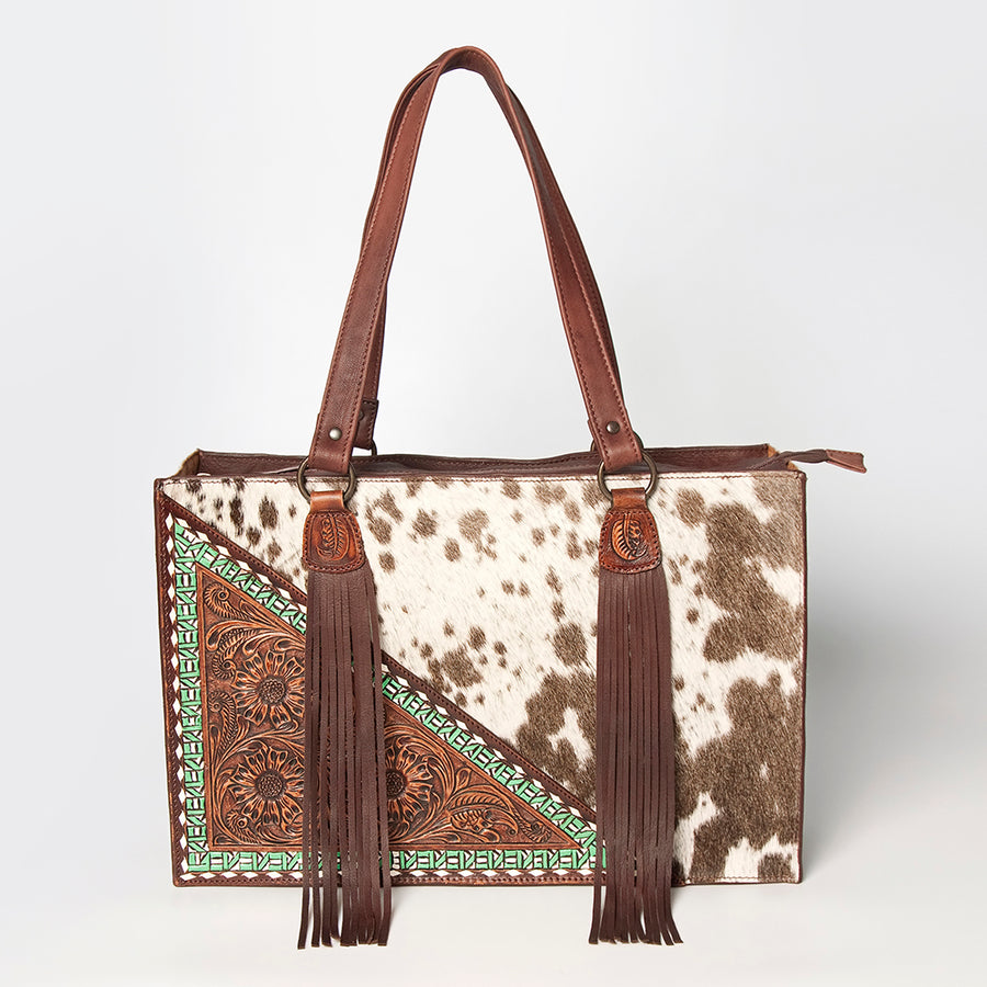 American Darling Tote Hand Tooled Hair on Genuine Leather Western Women Bag Handbag Purse | Travel Bags College Casual