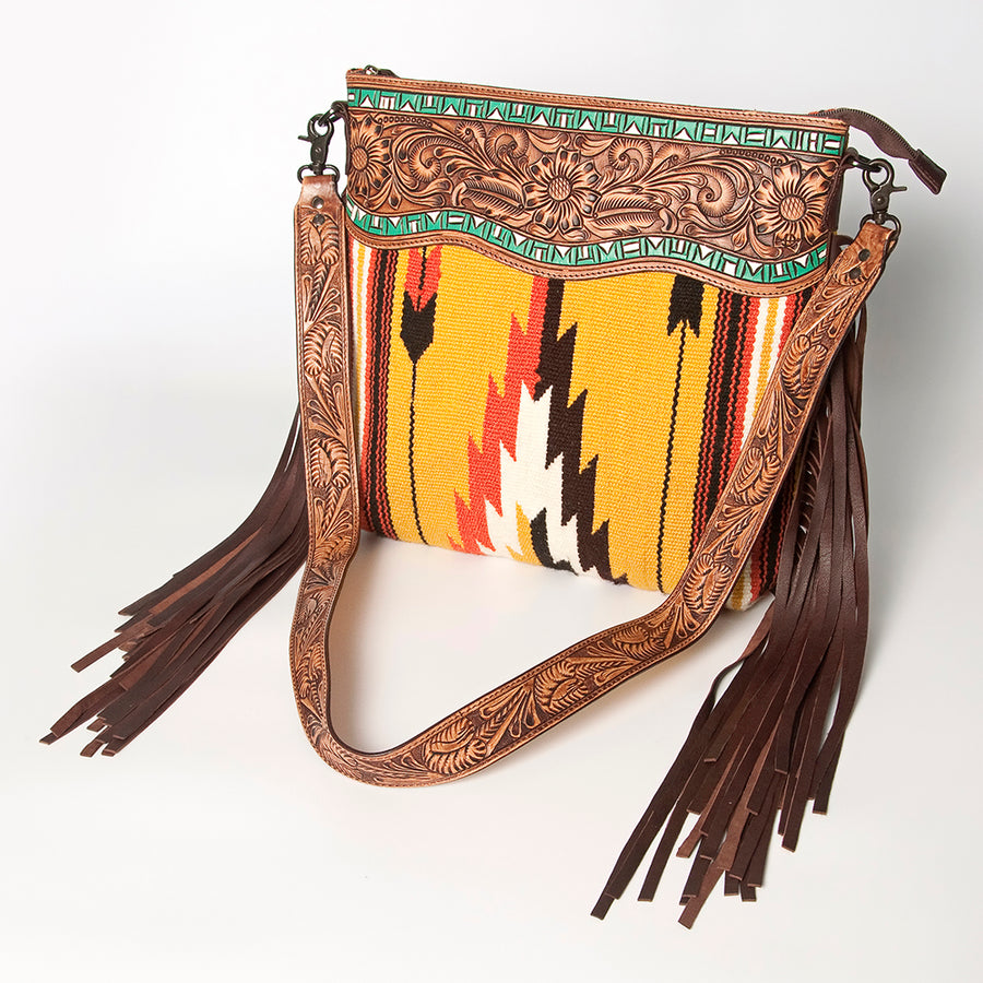 American Darling Signature Crossbody Hand Tooled Saddle Blanket Genuine Leather Women Bag Western Handbag Purse - Uhorse