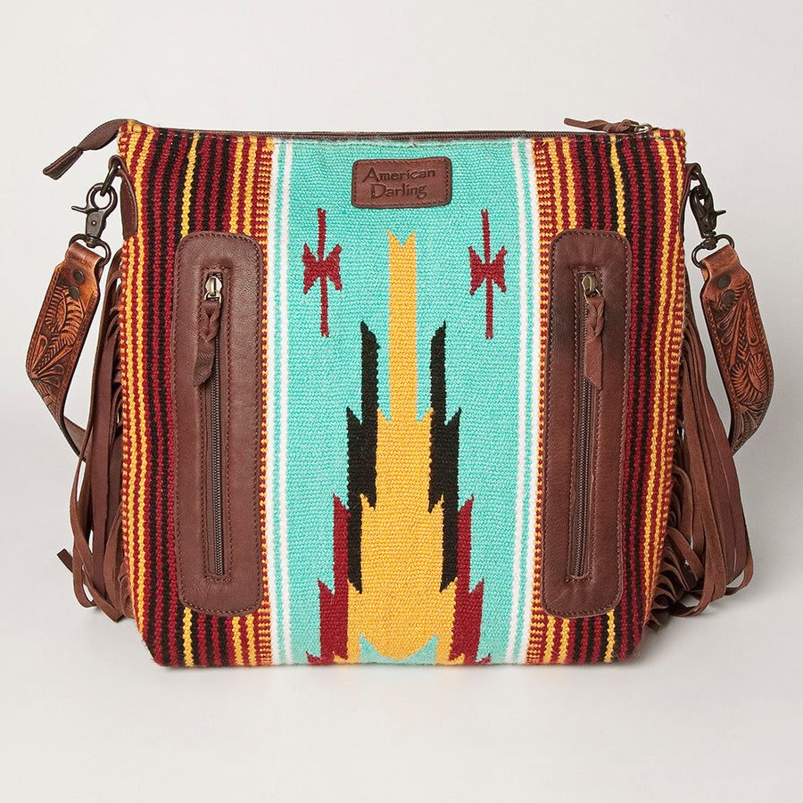 American Darling Signature Crossbody Hand Tooled Saddle Blanket Genuine Leather Western Women Bag Handbag Purse | for Cute