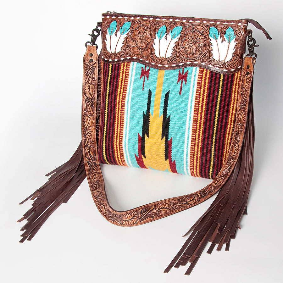 American Darling Signature Crossbody Hand Tooled Saddle Blanket Genuine Leather Western Women Bag Handbag Purse - Uhorse