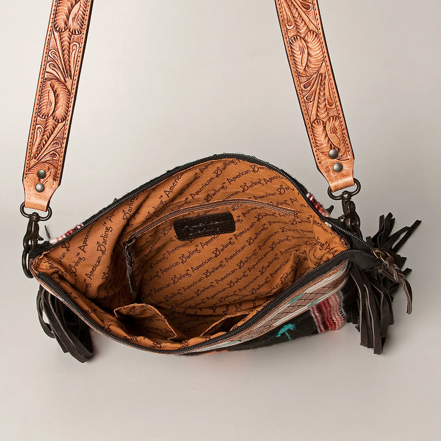 American Darling Signature Crossbody Hand Tooled Saddle Blanket Genuine Leather Western Women Bag Handbag Purse | for Cute