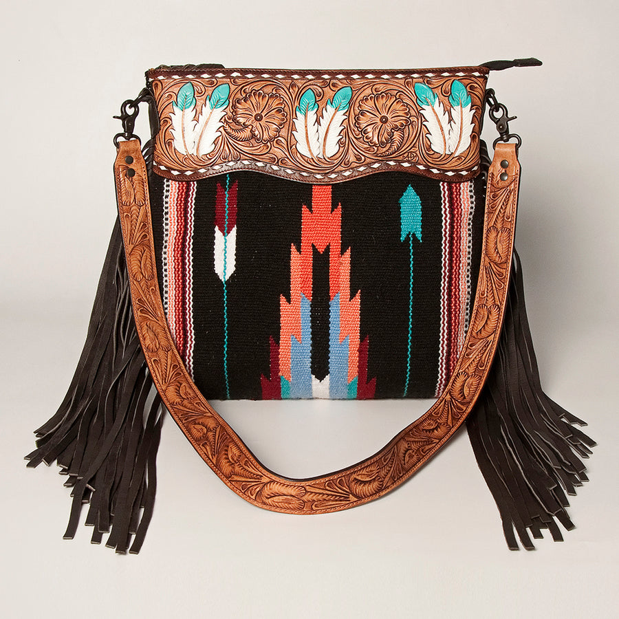 American Darling Signature Crossbody Hand Tooled Saddle Blanket Genuine Leather Western Women Bag Handbag Purse | for Cute