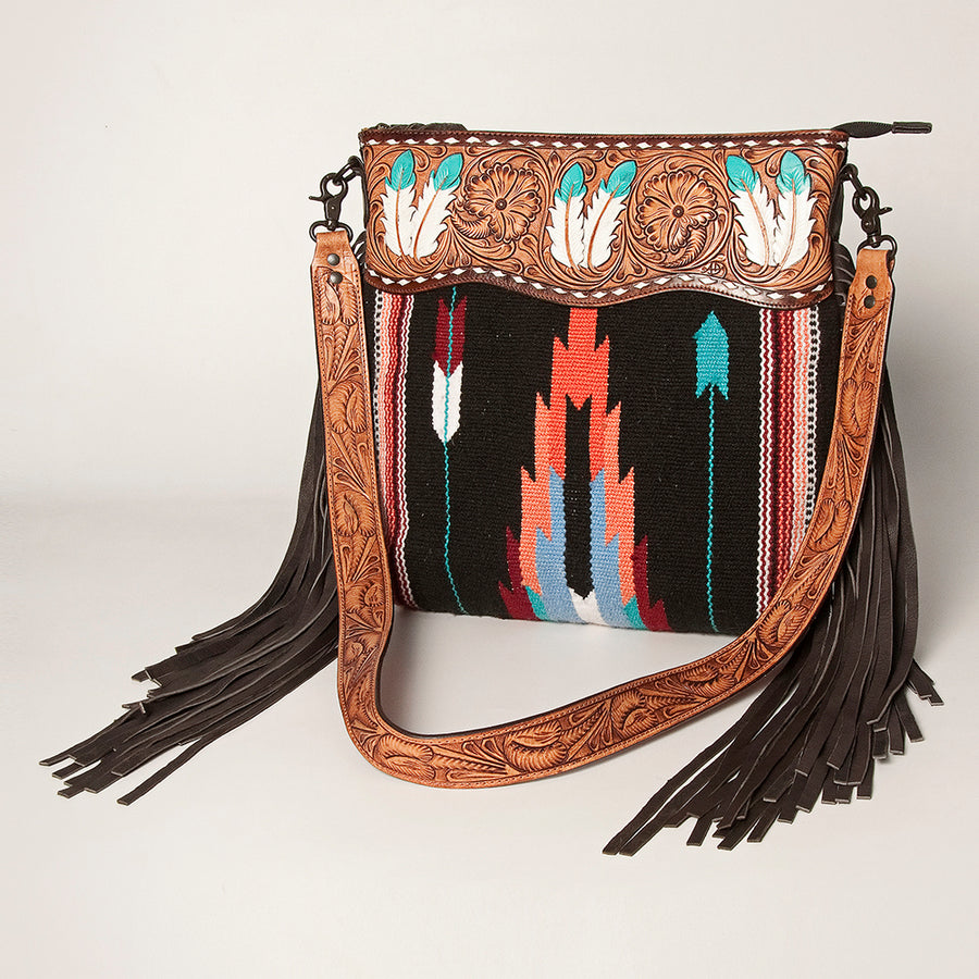 American Darling Signature Crossbody Hand Tooled Saddle Blanket Genuine Leather Western Women Bag Handbag Purse - Uhorse