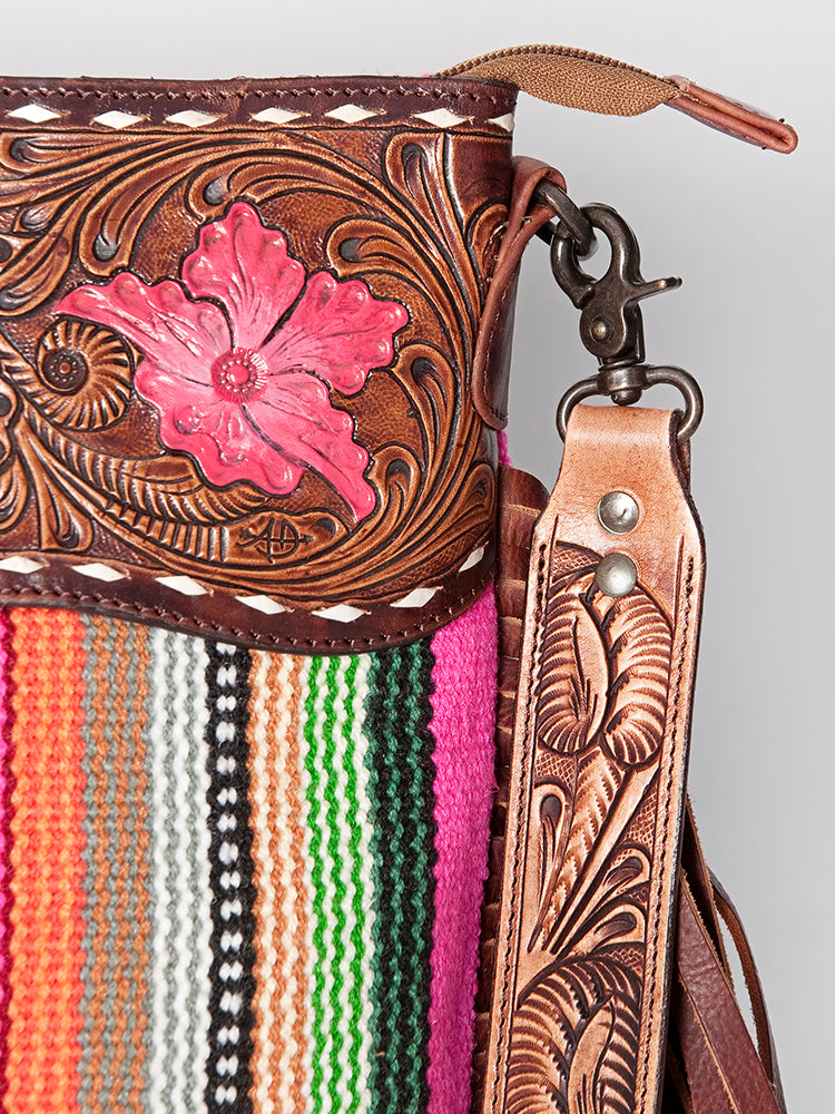 American Darling Signature Crossbody Hand Tooled Saddle Blanket Genuine Leather Western Women Bag Handbag Purse | for Cute