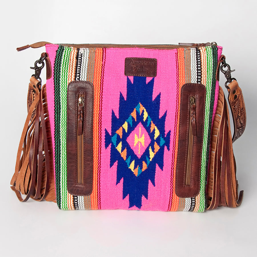 American Darling Signature Crossbody Hand Tooled Saddle Blanket Genuine Leather Western Women Bag Handbag Purse | for Cute