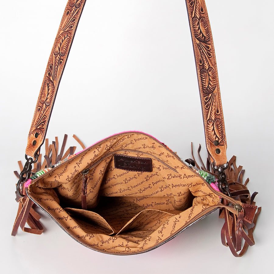 American Darling Signature Crossbody Hand Tooled Saddle Blanket Genuine Leather Western Women Bag Handbag Purse | for Cute