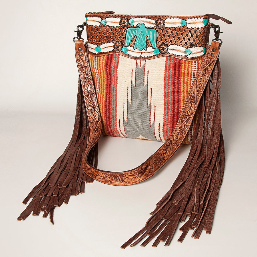 American Darling Signature Crossbody Hand Tooled Saddle Blanket Genuine Leather Western Women Bag Handbag Purse - Uhorse
