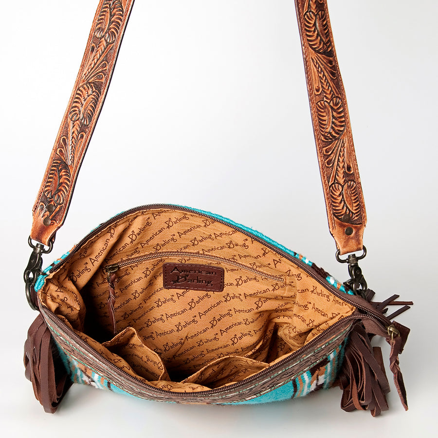 American Darling Signature Crossbody Hand Tooled Saddle Blanket Genuine Leather Western Women Bag Handbag Purse | for Cute