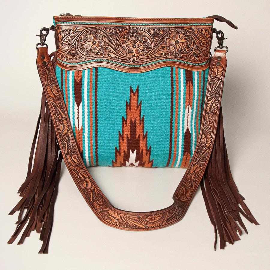 American Darling Signature Crossbody Hand Tooled Saddle Blanket Genuine Leather Western Women Bag Handbag Purse | for Cute