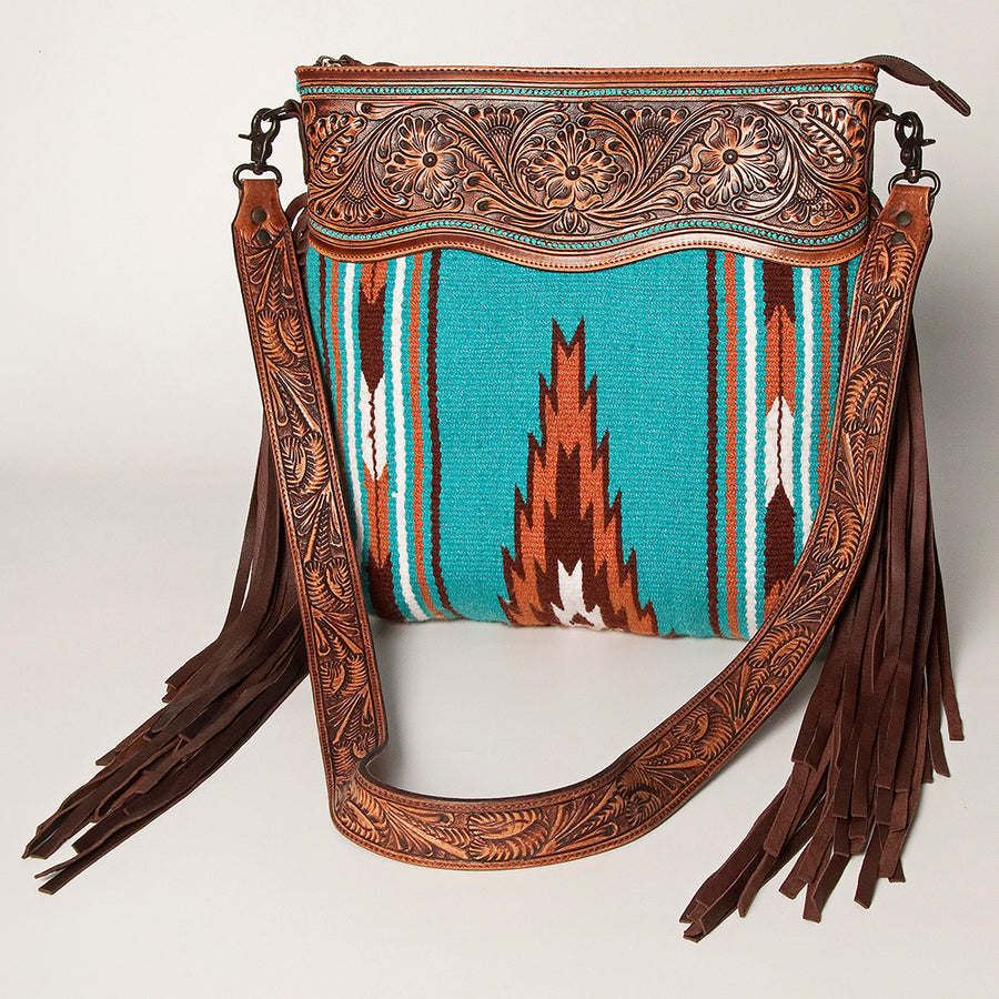 American Darling Signature Crossbody Hand Tooled Saddle Blanket Genuine Leather Western Women Bag Handbag Purse | for Cute