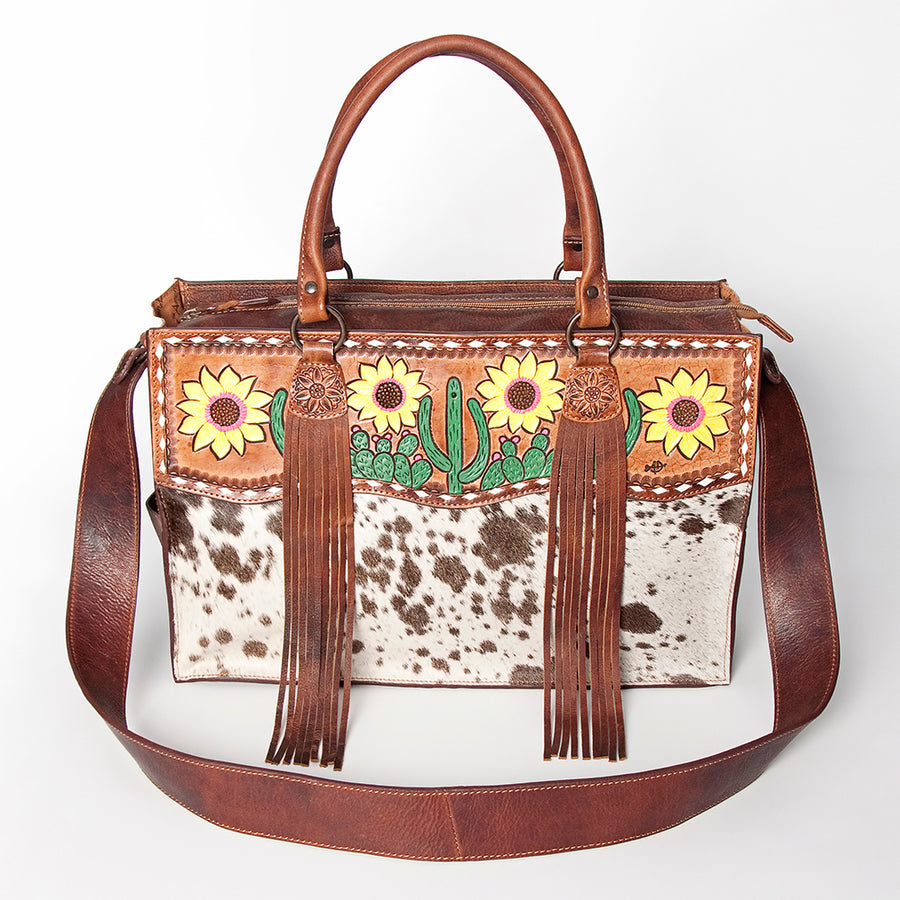 American Darling Tote Hand Tooled Hair on Genuine Leather Western Women Bag Handbag Purse | Travel Bags College Casual