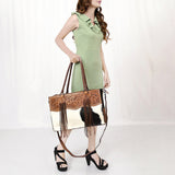 American Darling Tote Hand Tooled Hair on Genuine Leather Western Women Bag Handbag Purse | Travel Bags College Casual