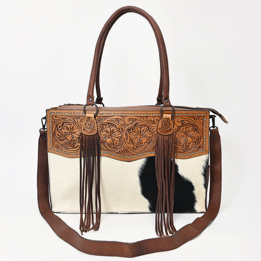 American Darling Tote Hand Tooled Hair on Genuine Leather Western Women Bag Handbag Purse | Travel Bags College Casual