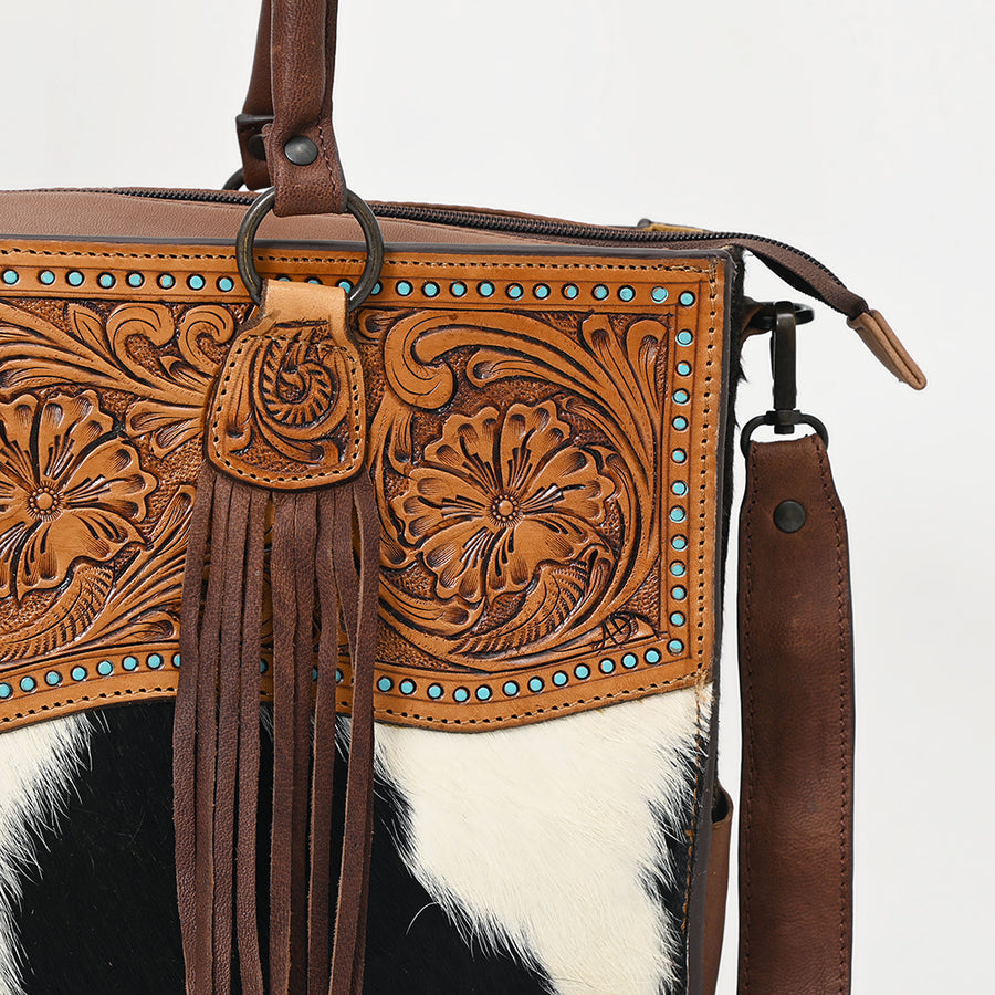 American Darling Tote Hand Tooled Hair on Genuine Leather Western Women Bag Handbag Purse | Travel Bags College Casual